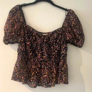 TopShop Babydoll Peplum Top with puff sleeves